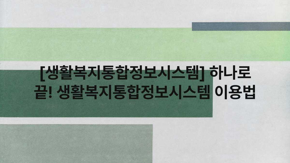 [생활복지통합정보시스템] 하나로 끝! 생활복지통합정보시스템 이용법