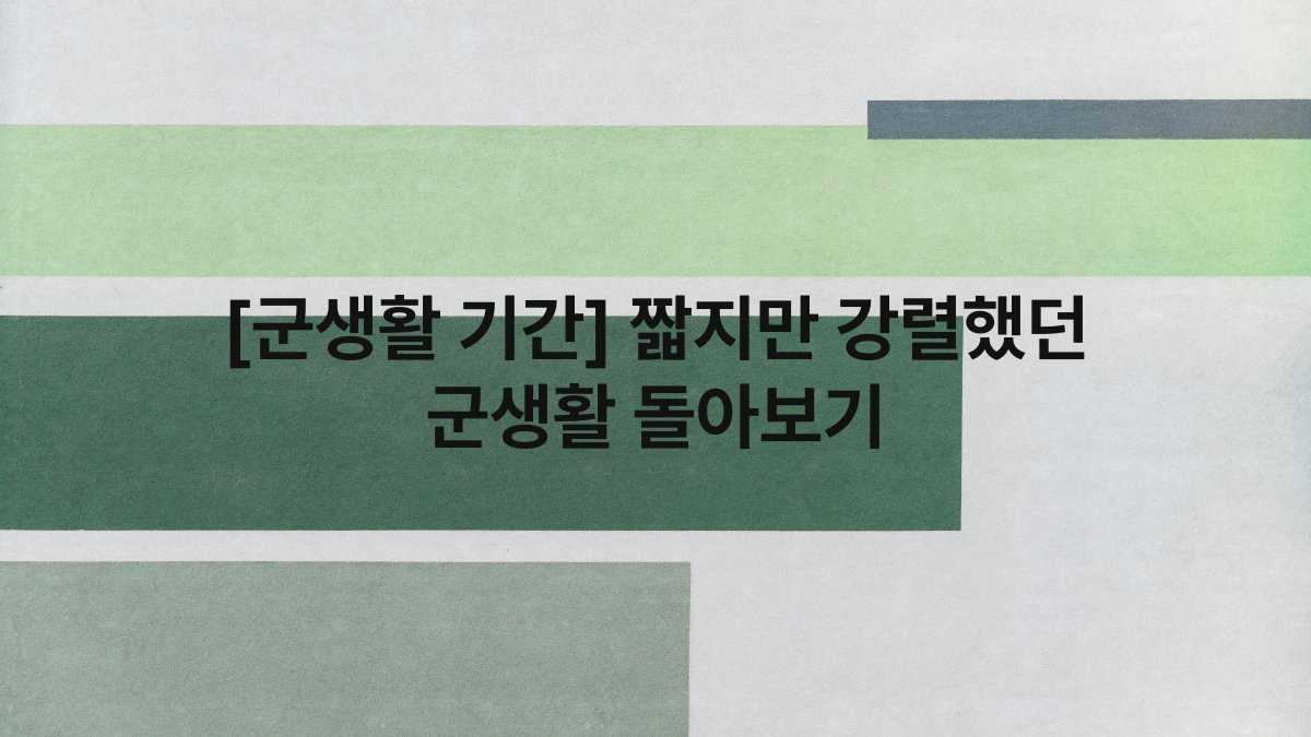 [군생활 기간] 짧지만 강렬했던 군생활 돌아보기