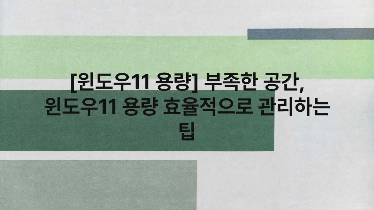 [윈도우11 용량] 부족한 공간, 윈도우11 용량 효율적으로 관리하는 팁