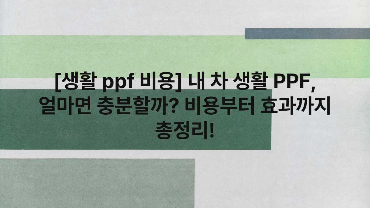 [생활 ppf 비용] 내 차 생활 PPF, 얼마면 충분할까? 비용부터 효과까지 총정리!