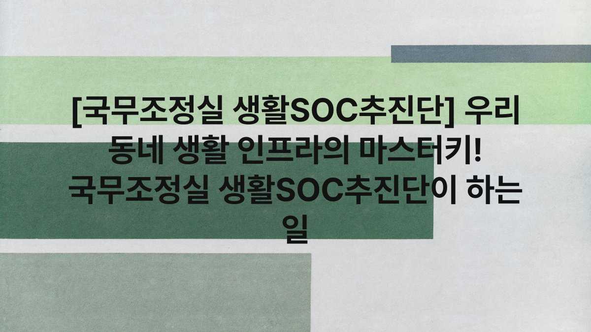 [국무조정실 생활SOC추진단] 우리 동네 생활 인프라의 마스터키! 국무조정실 생활SOC추진단이 하는 일