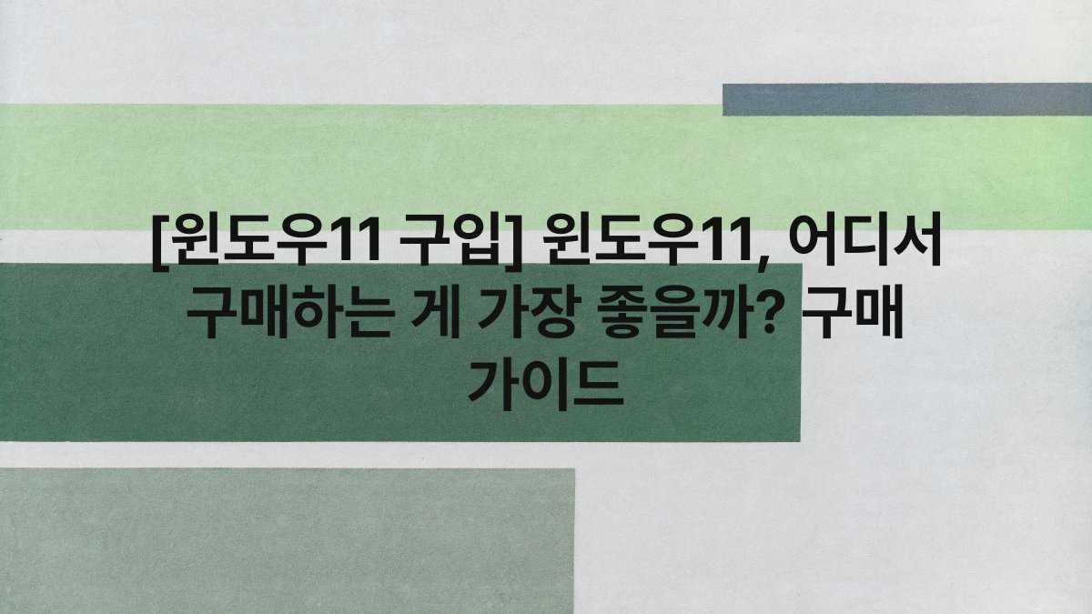 [윈도우11 구입] 윈도우11, 어디서 구매하는 게 가장 좋을까? 구매 가이드