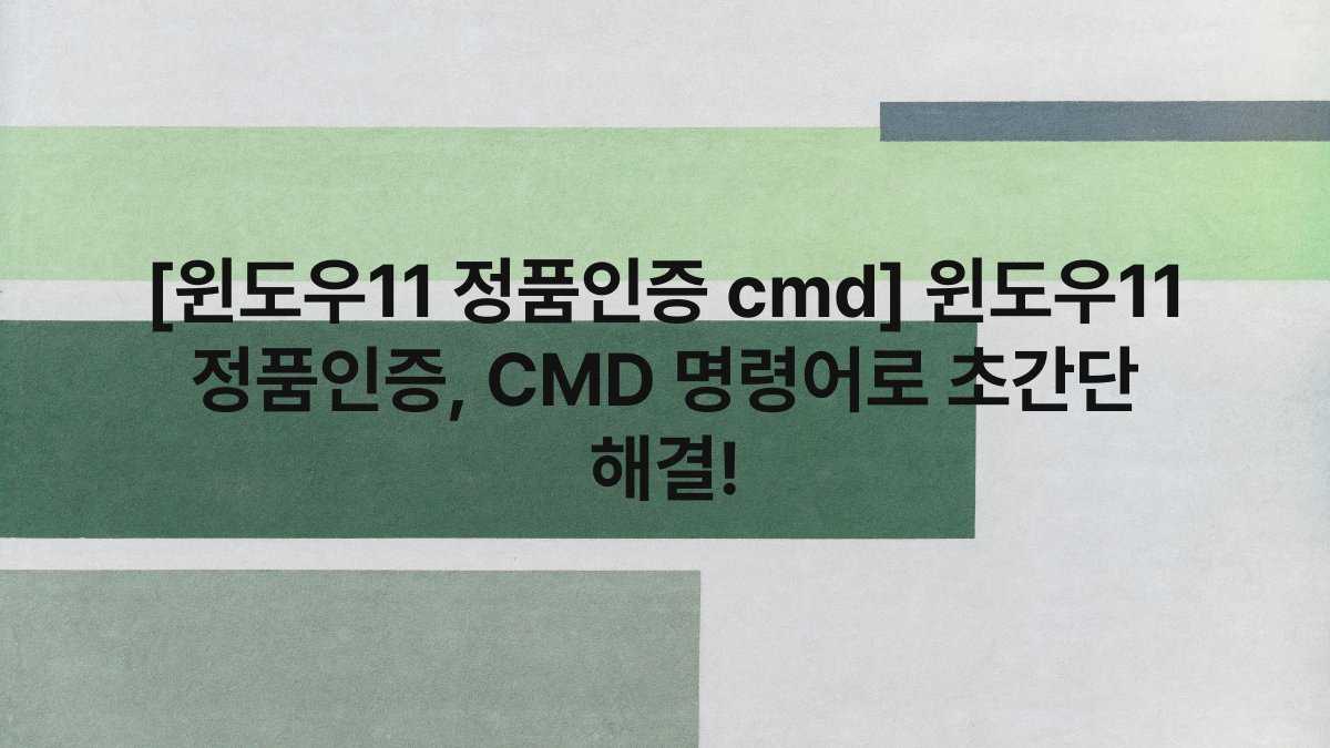 [윈도우11 정품인증 cmd] 윈도우11 정품인증, CMD 명령어로 초간단 해결!
