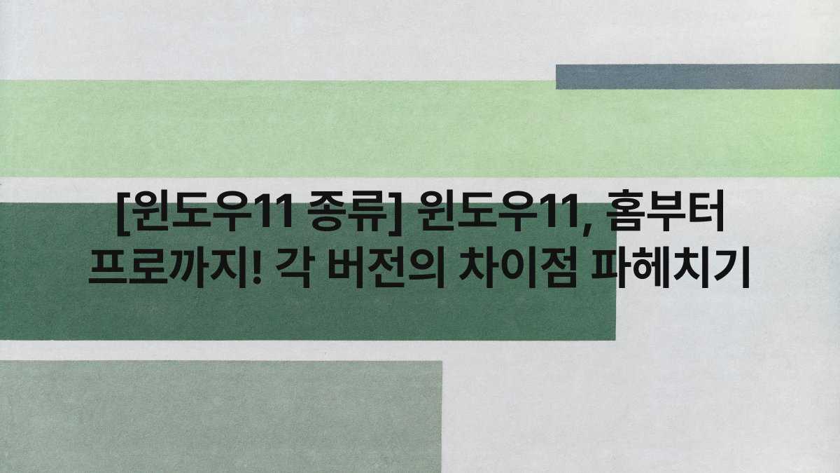 [윈도우11 종류] 윈도우11, 홈부터 프로까지! 각 버전의 차이점 파헤치기